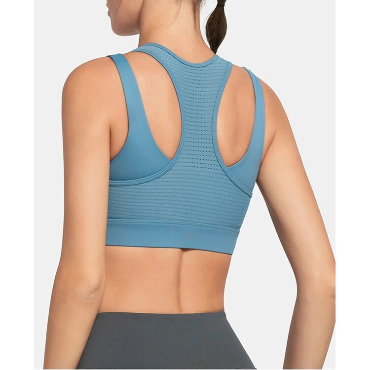 High Impact Sports Bras with Front Zip Closure Mesh Racerback for Women