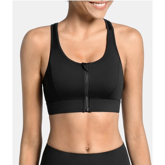 Front Zipper High Strength Shockproof Professional Training Sports Bra
