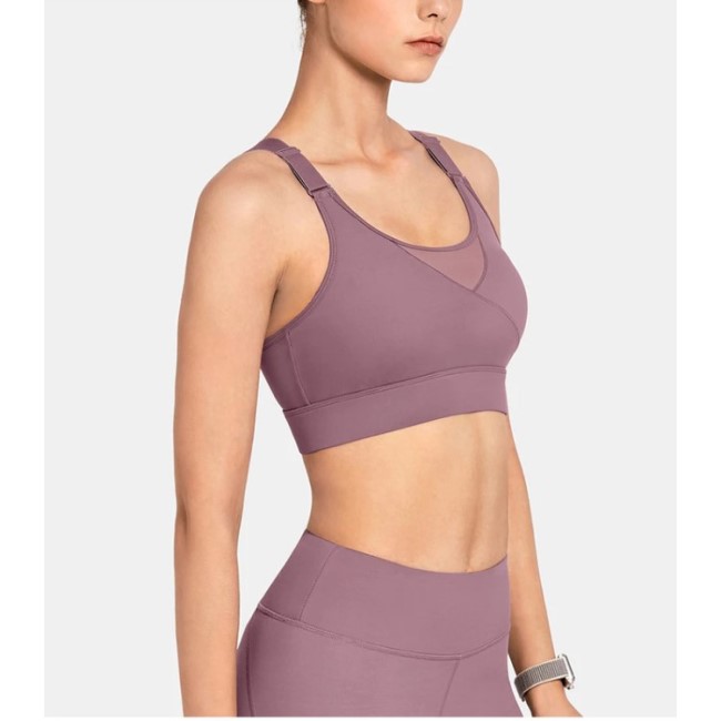 Women Workout Clothing Mesh Back Adjustable Sports Bra Top Fitness