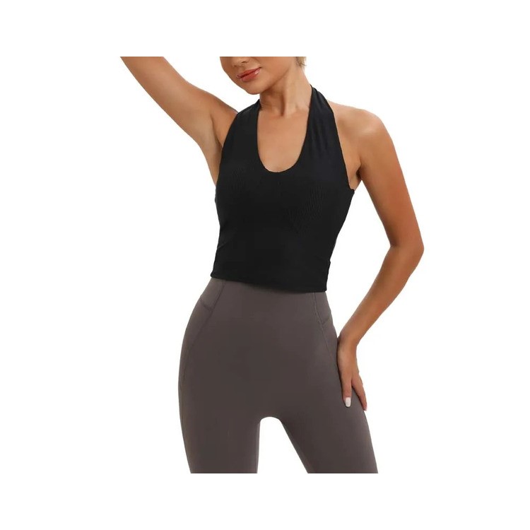 Sports Wear Sexy Back Halter Neck Sports Bra Tank Tops for Women