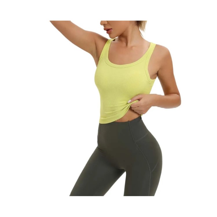 Clothings Padded Yoga Fitness Vest Ribbed Tank Top for Women