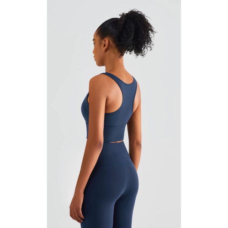 Women Soft Fixed Cups Sports Bras High Neck Yoga Tops