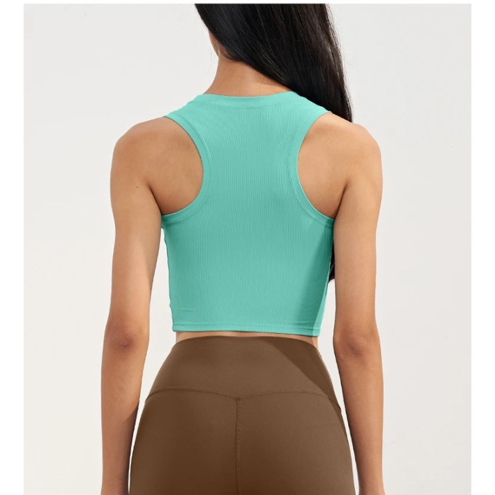 Cross Stitching Women Ribbed Sport Sleeveless Vest Yoga Tank Top