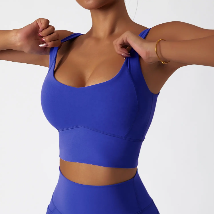 Women Elastic Square Neck Sports Bras Super Soft Gym Yoga Tank Tops