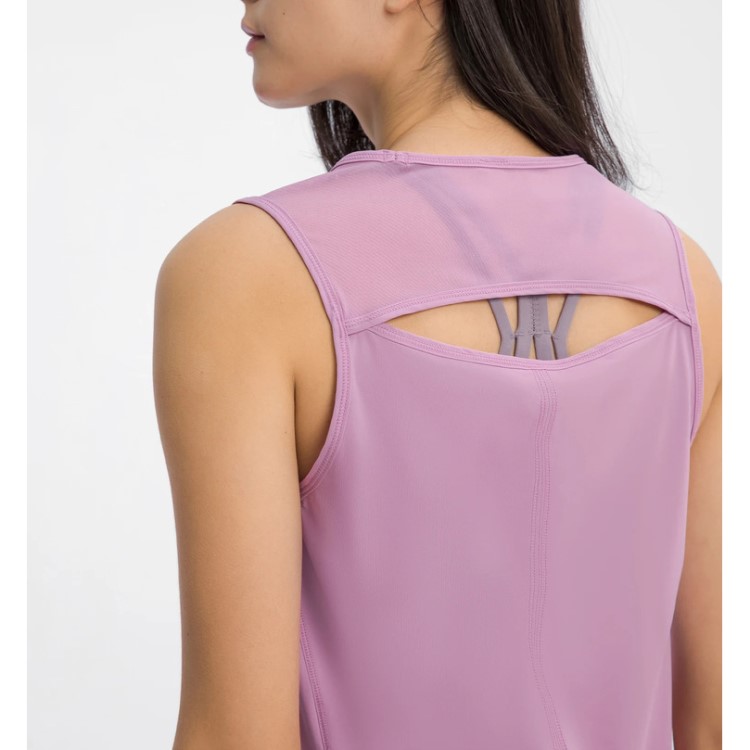 Women Mesh Hollow Out Back Sports Vests Loose Sleeveless Yoga Tank Tops