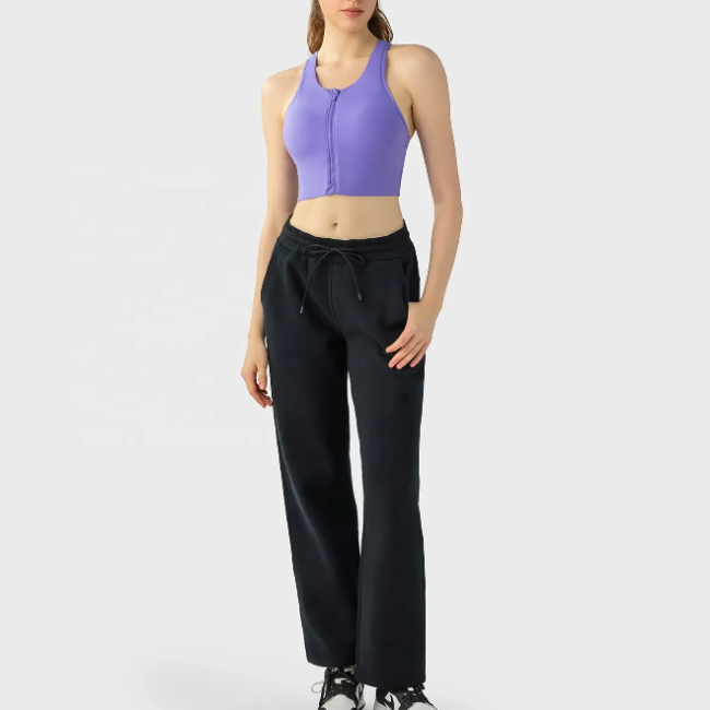 Adjustable Straps Recycled Sports Bras Zip Up Women Gym Racerback Tank Tops