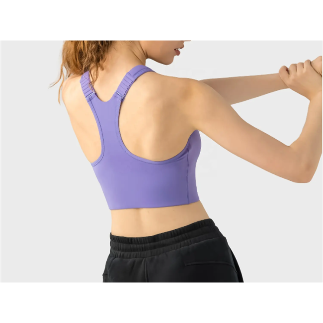Adjustable Straps Recycled Sports Bras Zip Up Women Gym Racerback Tank Tops