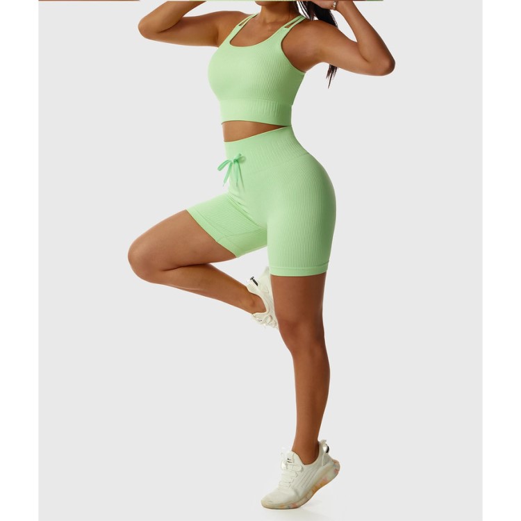 Seamless Women Adjustable Drawstring Sports Waist Leggings No T Line