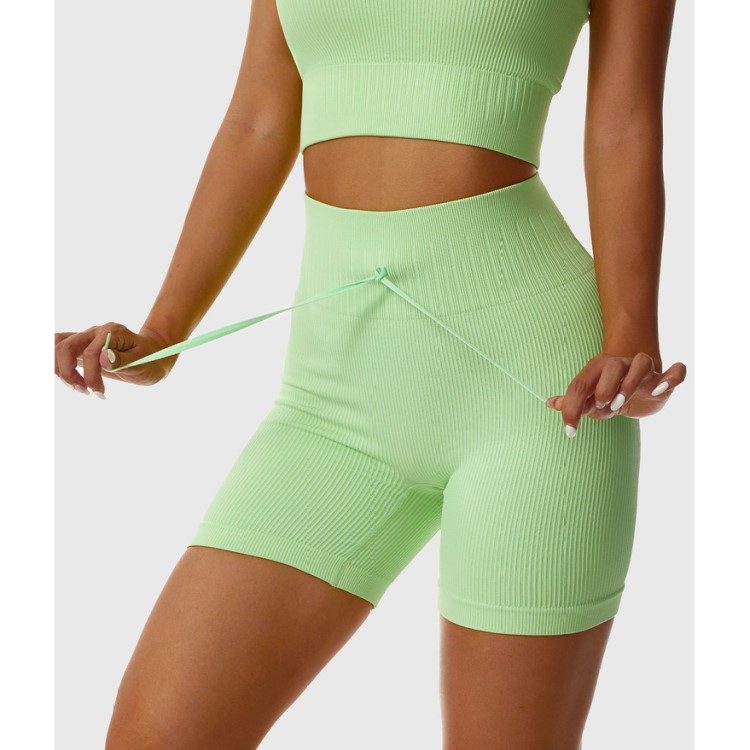 Seamless Women Adjustable Drawstring Sports Waist Leggings No T Line