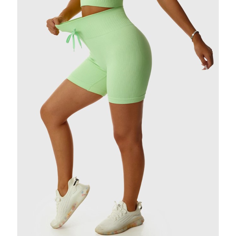 Seamless Women Adjustable Drawstring Sports Waist Leggings No T Line