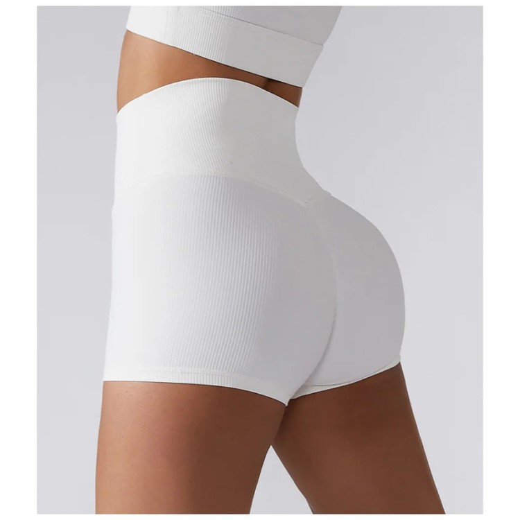 Rib Gym Women High Waist Breathable Butt Lifting Yoga Shorts