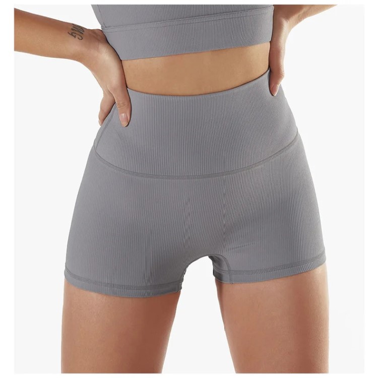 Rib Gym Women High Waist Breathable Butt Lifting Yoga Shorts