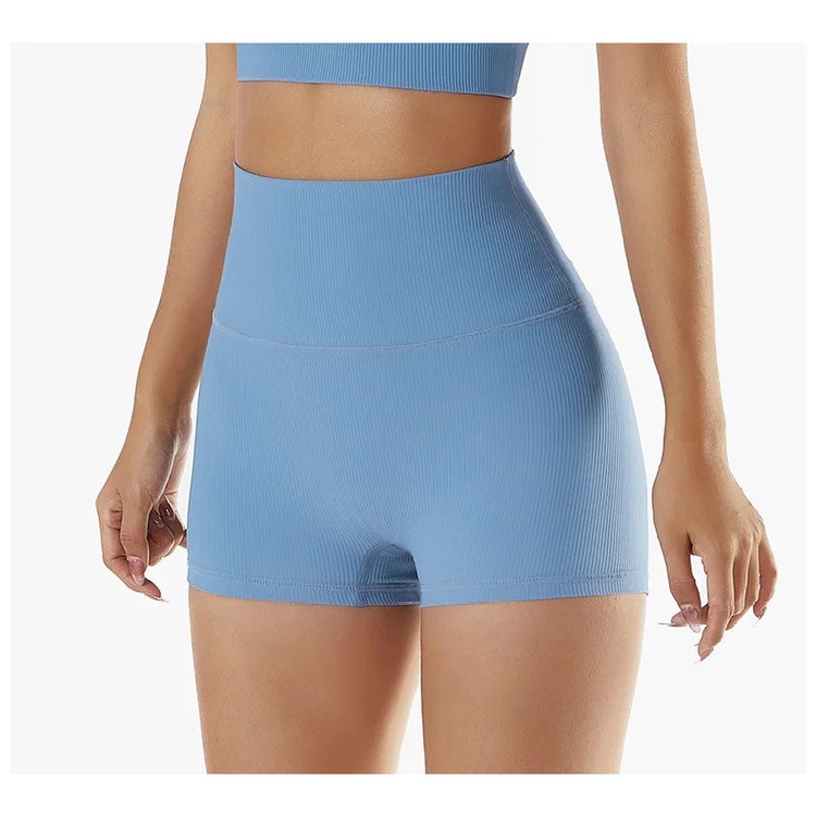 Women Ribbed Hip Lift Tights Workout Leggings Outdoor Sports Biker Shorts