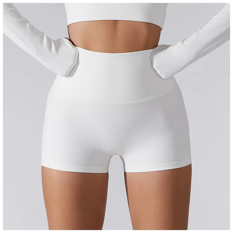 Women Ribbed Hip Lift Tights Workout Leggings Outdoor Sports Biker Shorts
