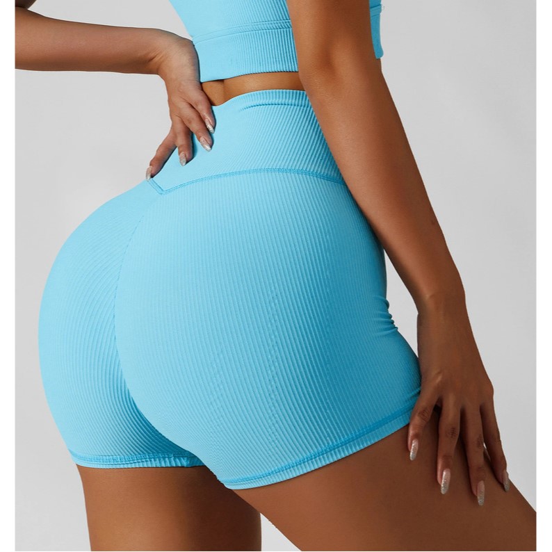 Women Cross Waist Butt Lift Biker Legging Shorts Soft Gym Shorts