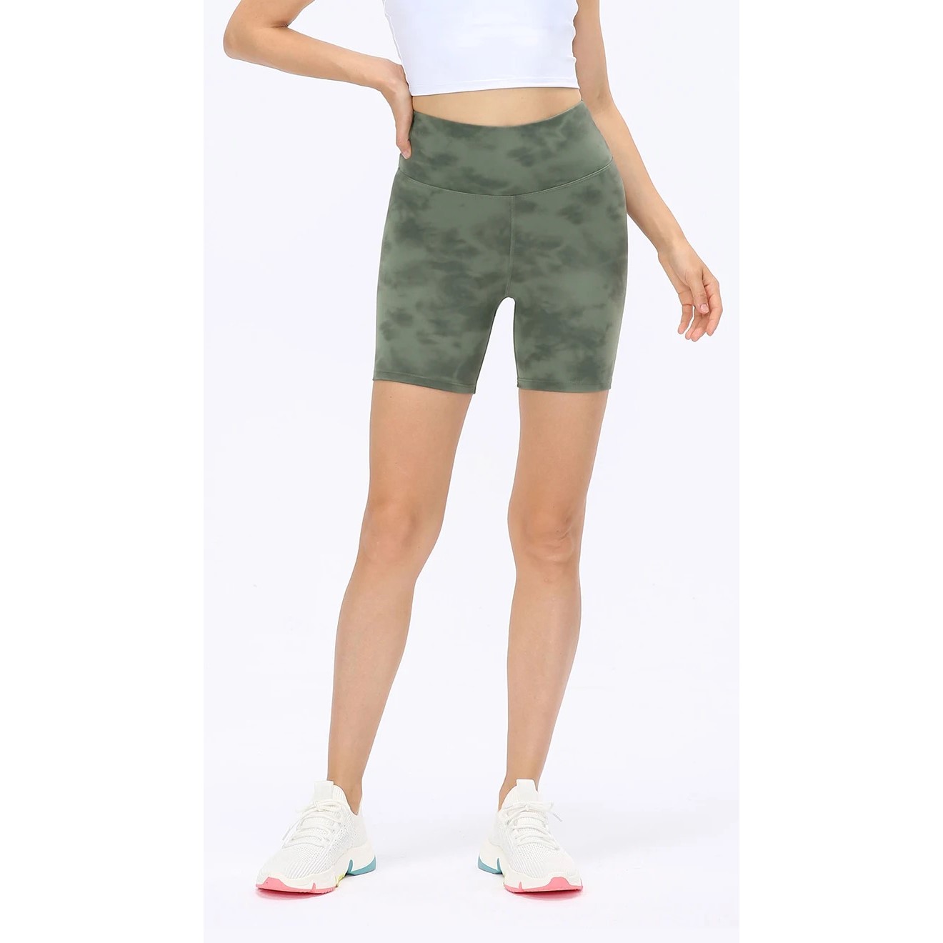 Woman Short Tie Dye High Waist Gym Yoga Leggings With Biker