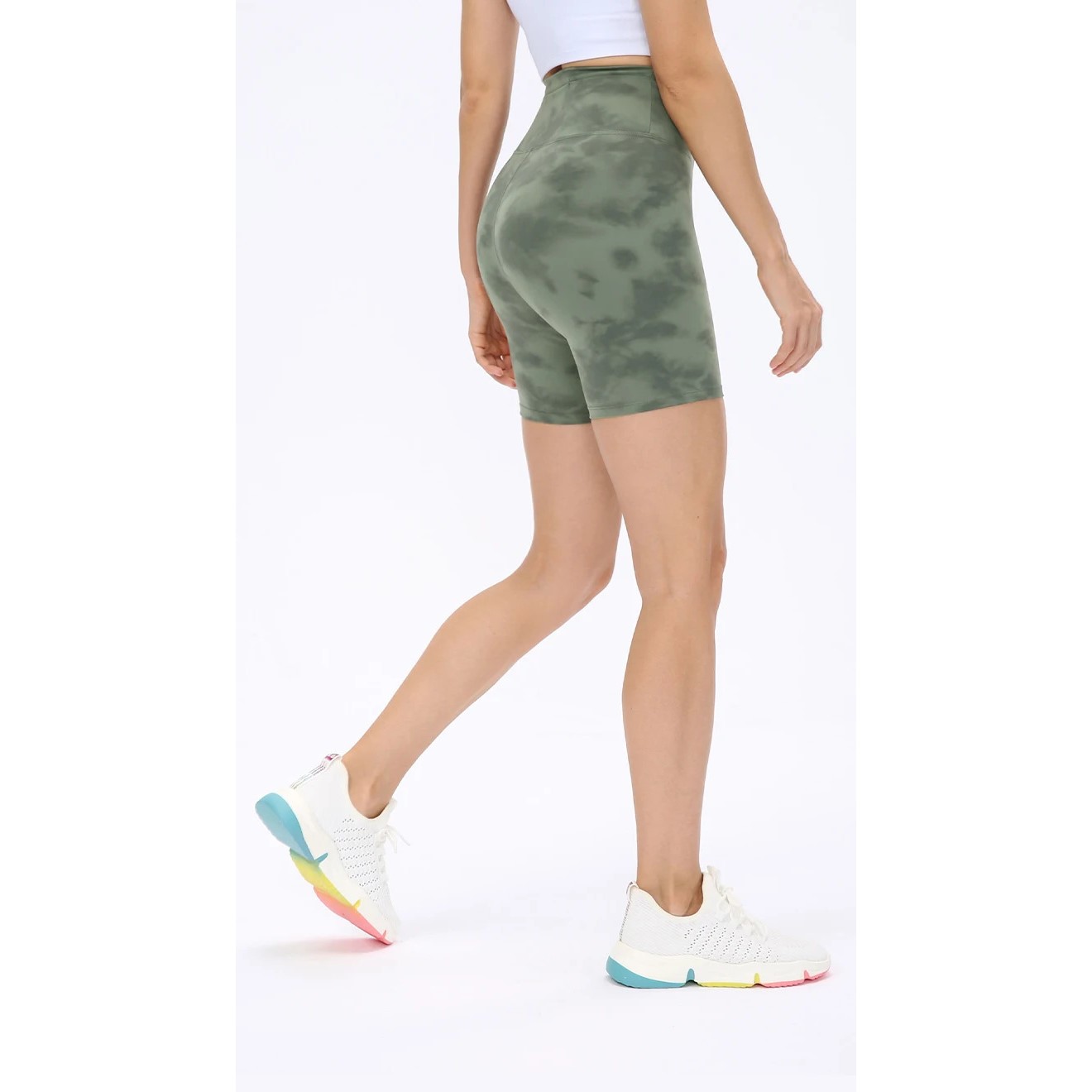 Woman Short Tie Dye High Waist Gym Yoga Leggings With Biker